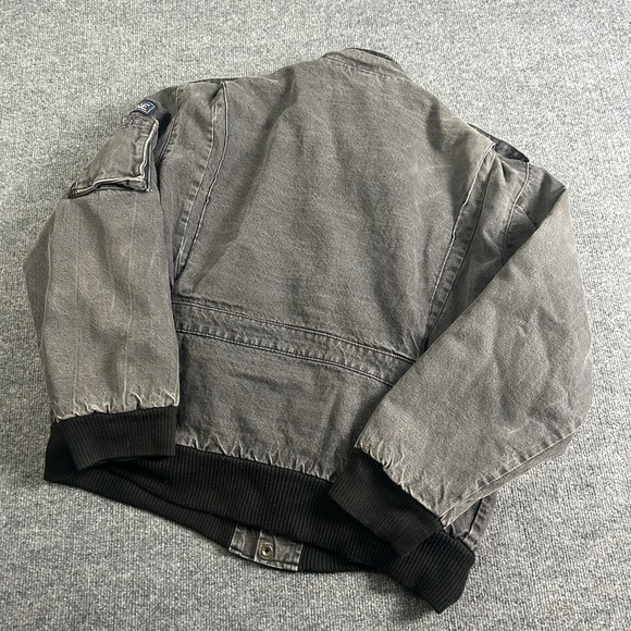 VTG Rare Dual Control Bomber Jacket Gray Canvas Canada Made 80s Military Patch M - Picture 5 of 6